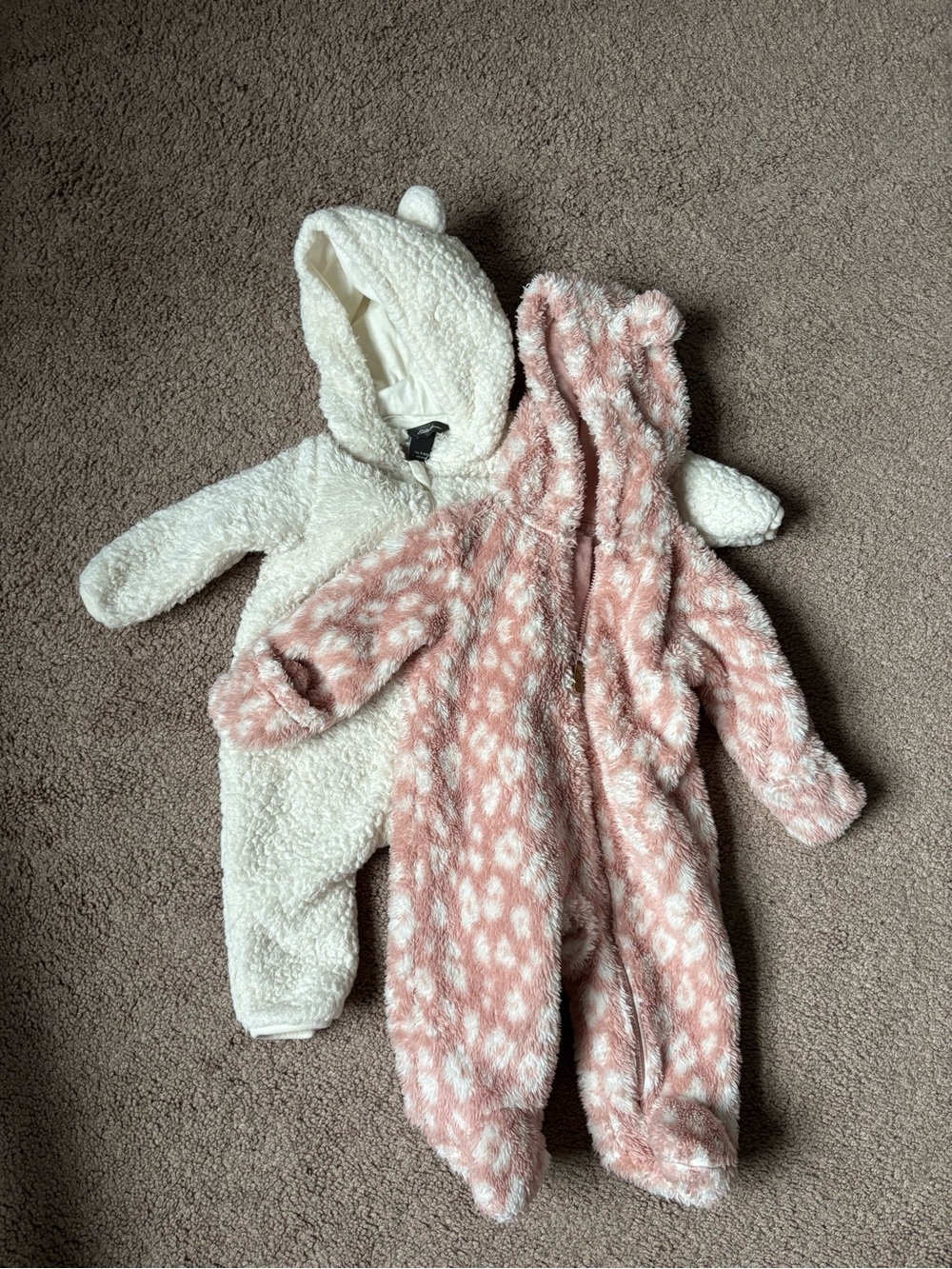 Bundle of 2 Cozy Hooded Snowsuits Plush Zip Front
